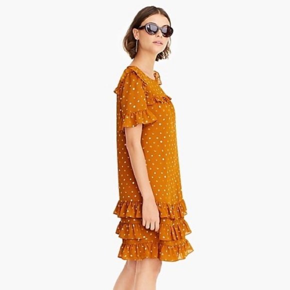 NWT J.Crew Point Sur Ruffle Dress Crinkle Chiffon - Picture 2 of 12